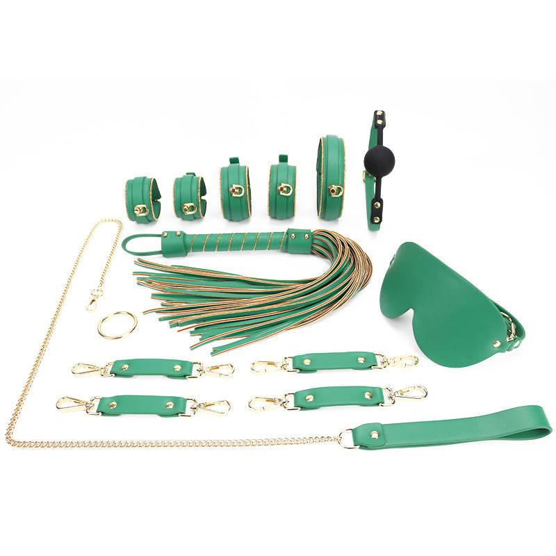Green Wholesale Dominatrix Kit with Gold Bead Chain Decor