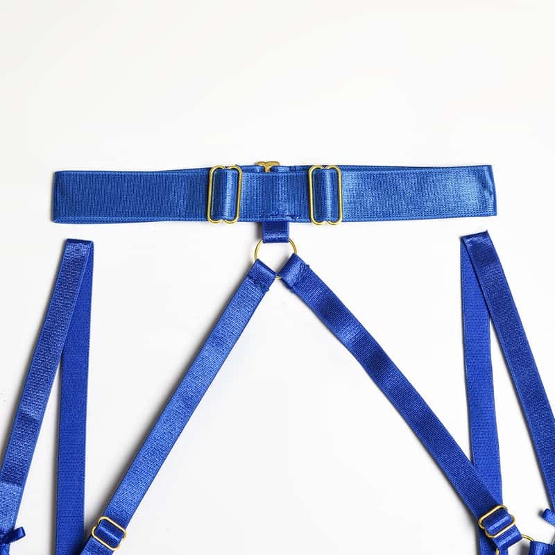 Halter Cutout Satin Panel Garter Belt Set Garter details