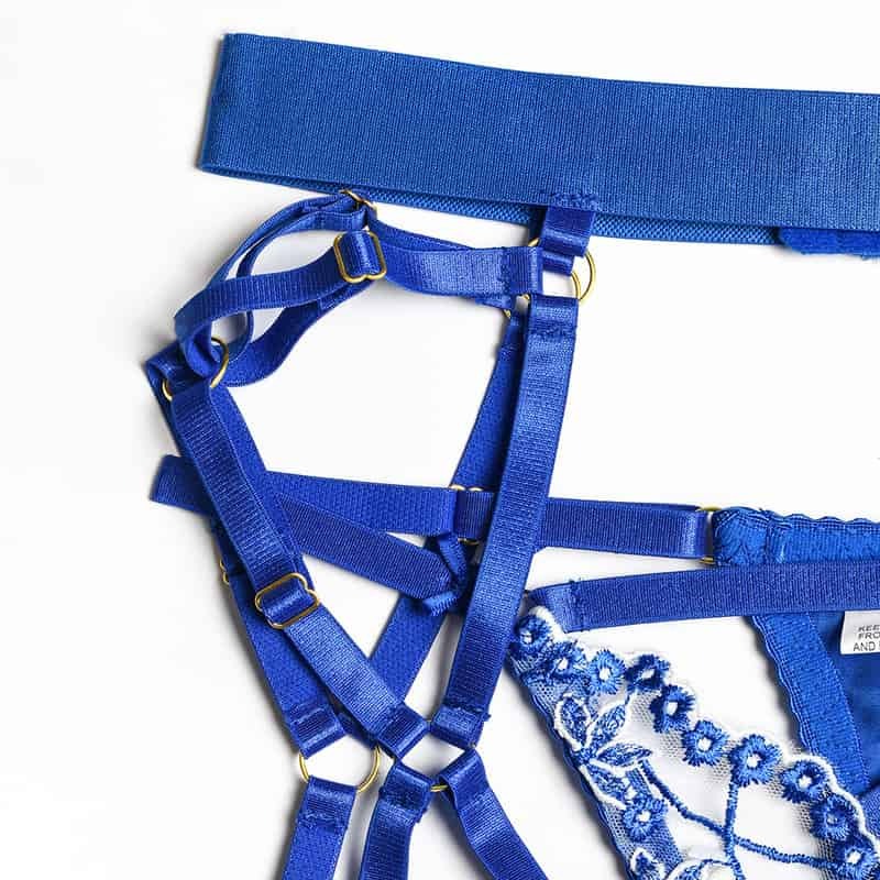 Halter Cutout Satin Panel Garter Belt Set Waite Details