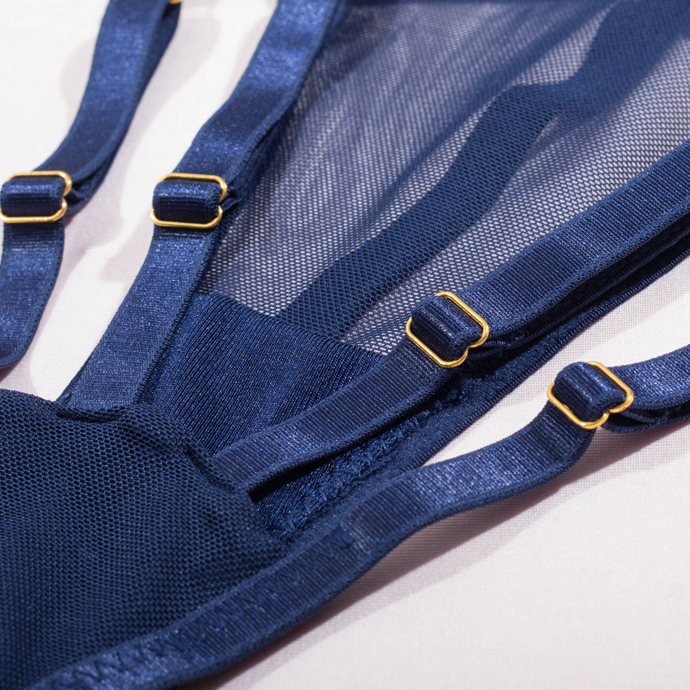 Nautical Charm Push Up Bra and Panties Set Mesh Details