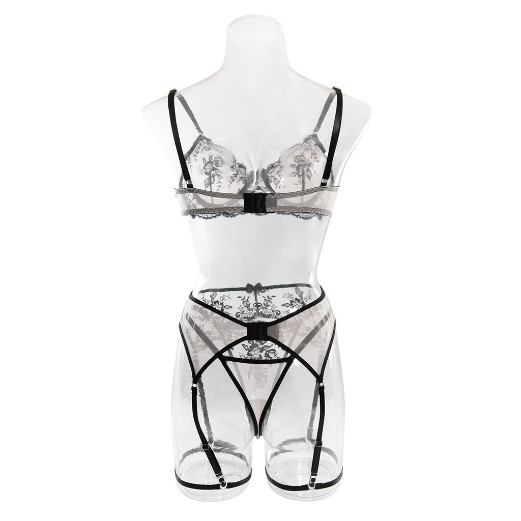 Wholesale Romantic Bra and Panty Set with Lace Garter Back Display