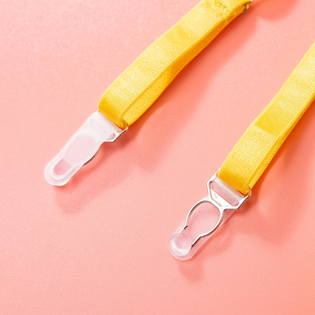 Yellow Sheer Lace Garter Lingerie Ensemble Garter Dertails